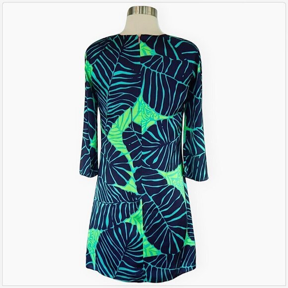 Lilly Pulitzer Under The Palms Carol Shift Mini 3/4 Sleeve Tropical Dress Sz 00 - Picture 5 of 6